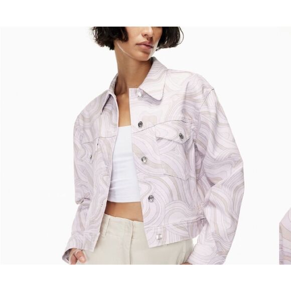 Aritzia Wilfred Free Lilac Swirl Denim Jacket Women’s Small - Picture 1 of 8